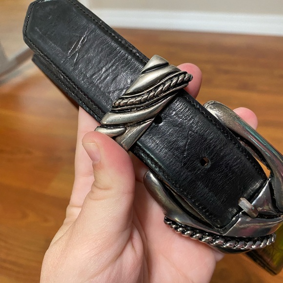 ZELE all leather belt genuine cowhide lining black croc embossed western cowgirl - Picture 3 of 6